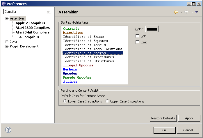 Syntax highlighting for all types of identifiers and numbers