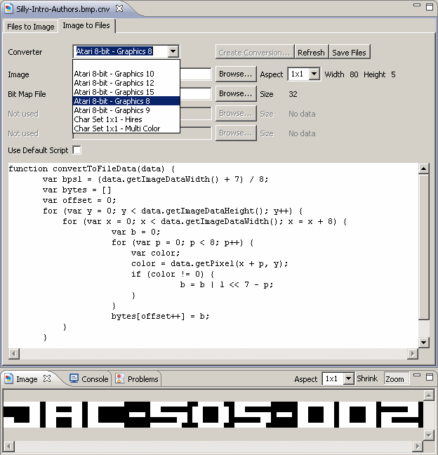Conversion from GIF/JPG/BMP/PNG images to binary files or 8-bit images files