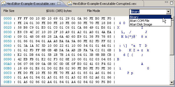 Hex Editor file mode selection
