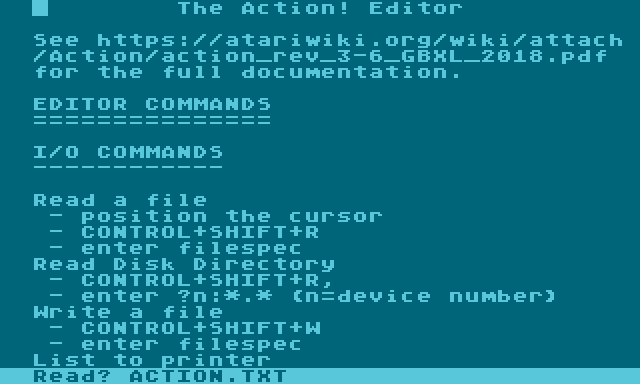 Atari Action! Editor documentation.